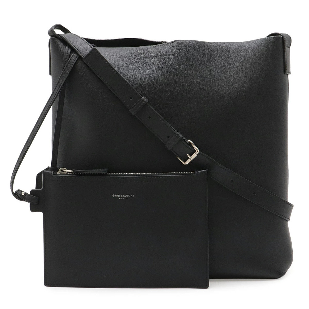 SAINT LAURENT PARIS Yves YSL Crossbody Bag Leather Black Pouch